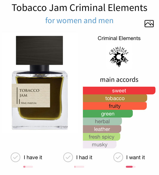 Criminal Elements Tobacco Jam Parfum 50ml