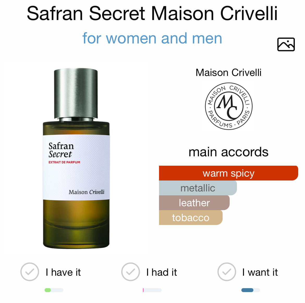 Maison Crivelli Safran Secret Extrait 50ml